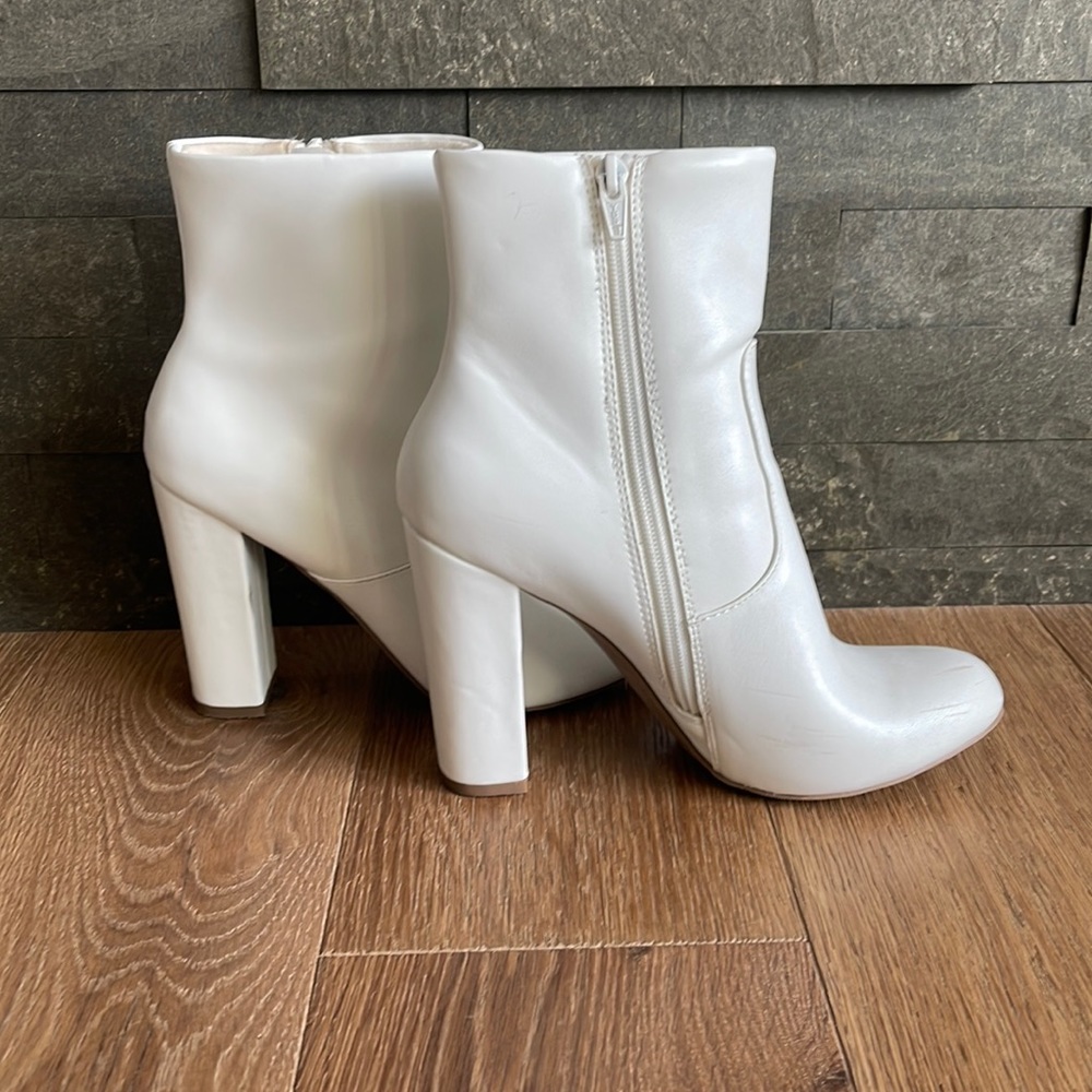 White high heel booties
